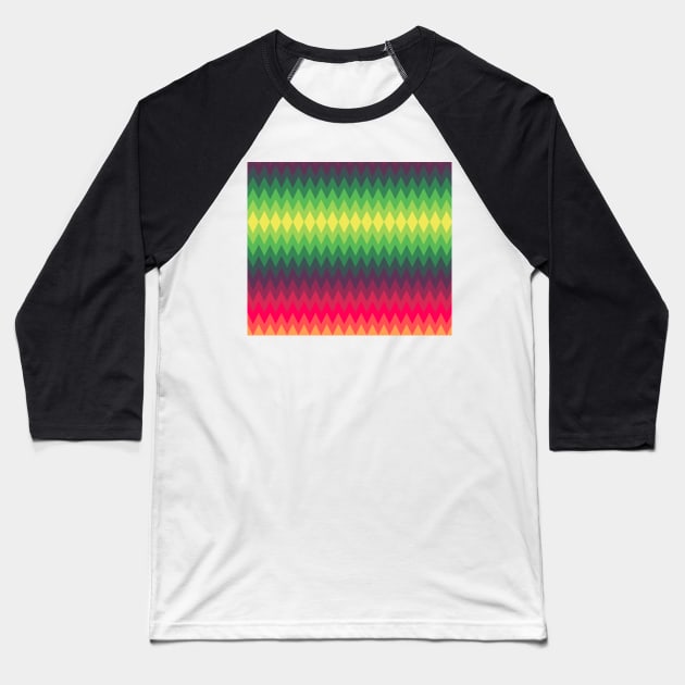 Yellow Green Pink Zigzags Baseball T-Shirt by saradaboru